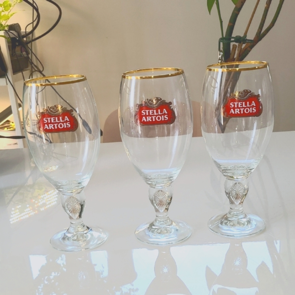 Gold Rimmed Beer Glass Set